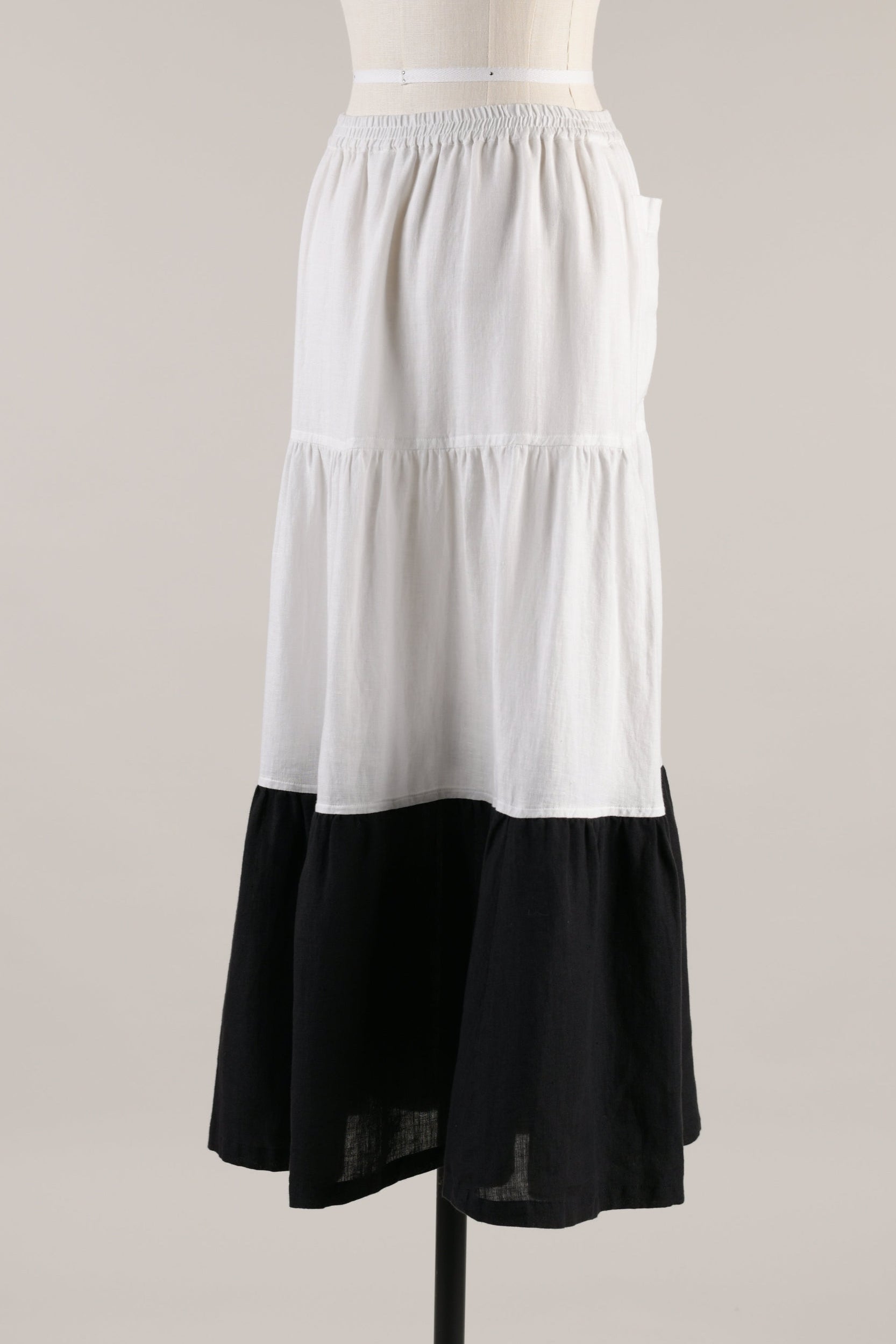 linen two tone petticoat skirt (black/white)