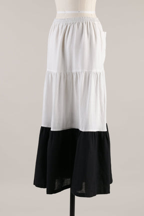 linen two tone petticoat skirt (black/white)