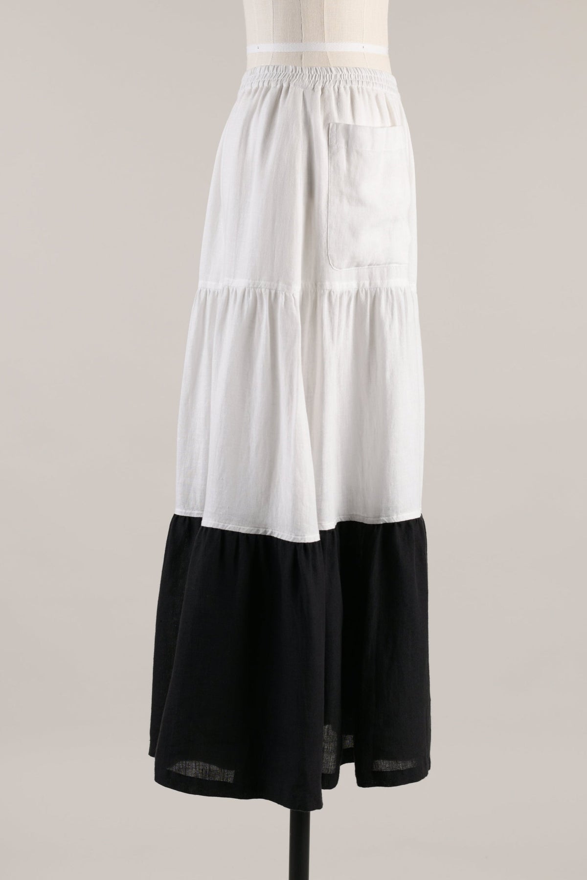 linen two tone petticoat skirt (black/white)