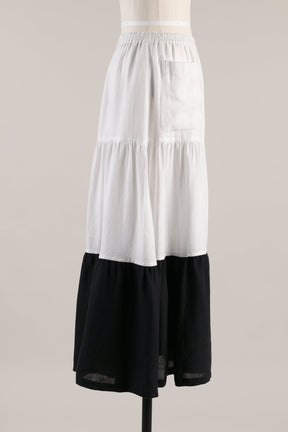 linen two tone petticoat skirt (black/white)