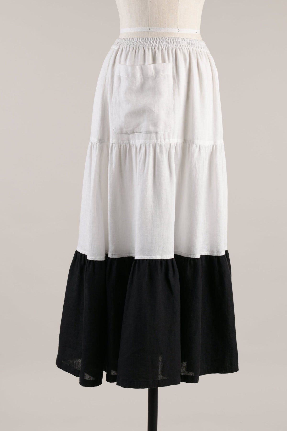 linen two tone petticoat skirt (black/white)