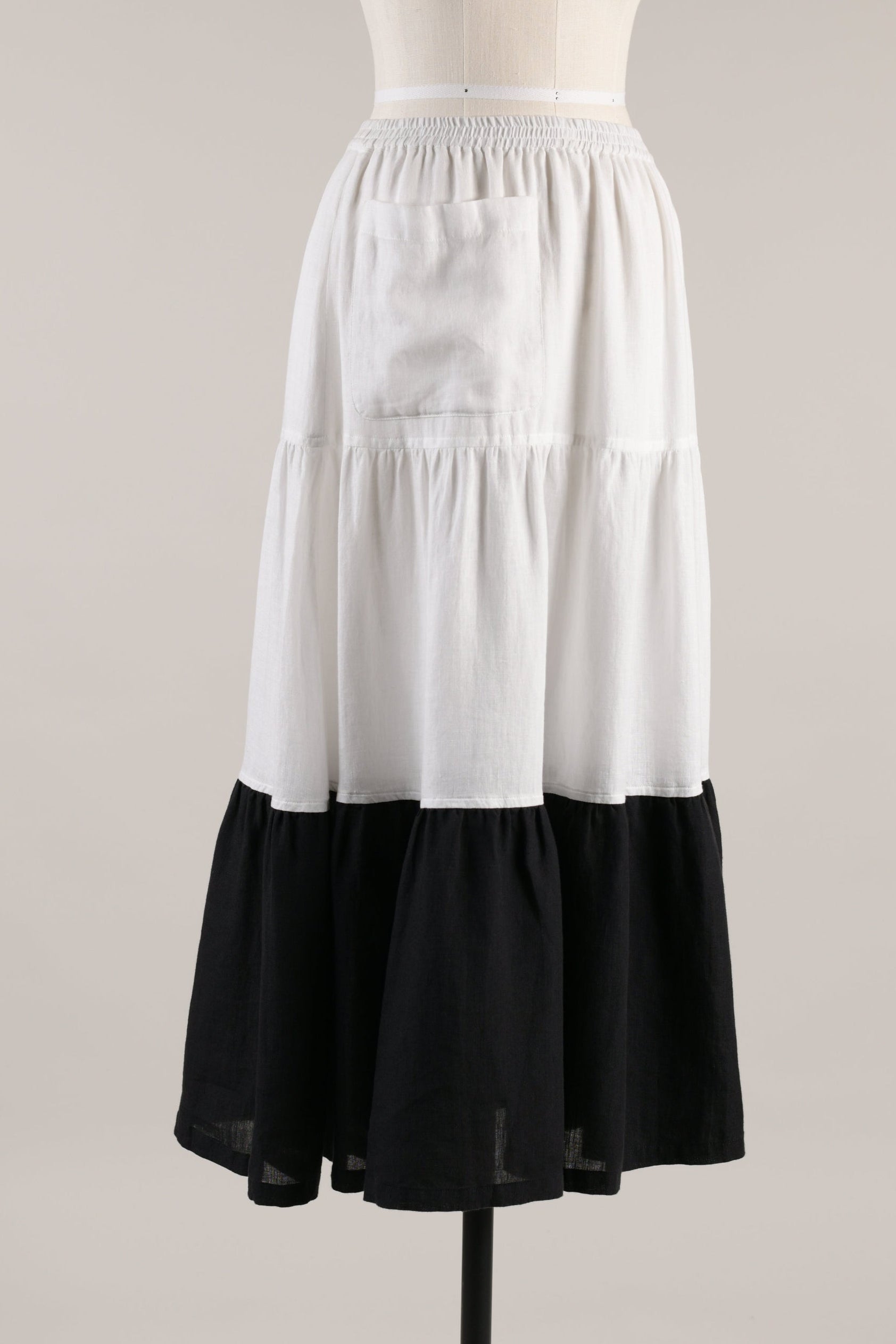 linen two tone petticoat skirt (black/white)