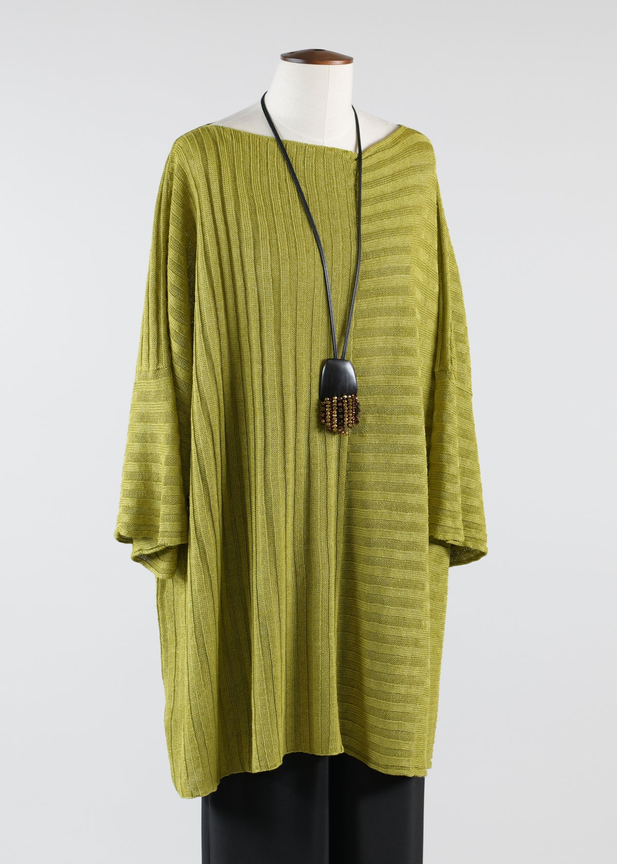 linen square 3/4 sleeve top - long plus (panelled)