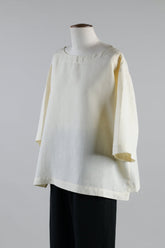 linen slim a-line 3/4 slv scoop neck tunic - mid plus (limestone)