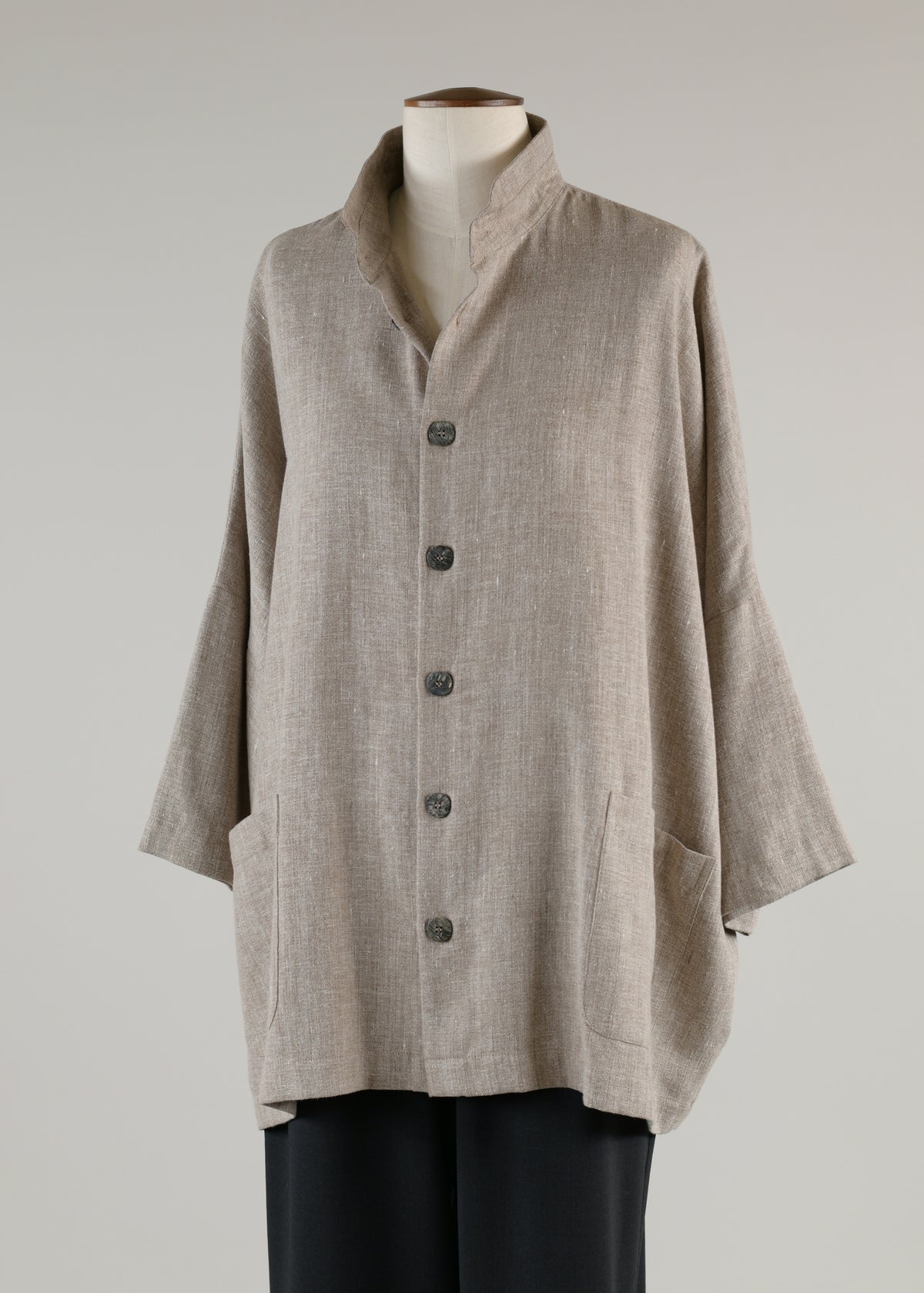 sloped shldr jckt w/dbl stnd col - long (3/4slv)