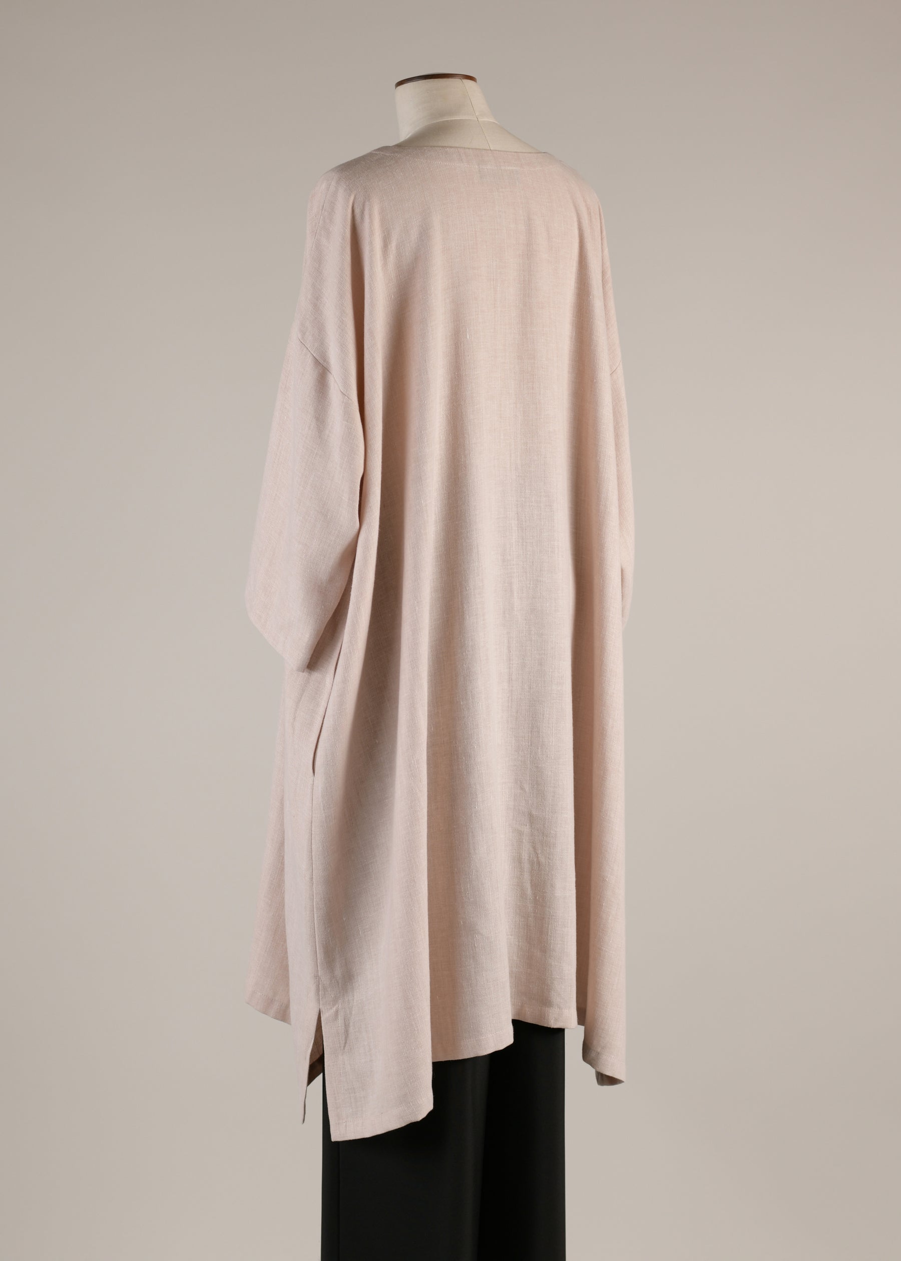 3/4 sleeve wide a-line round neck coat - very long