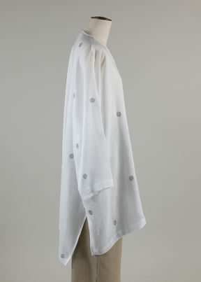 wide longer back bound neck shirt very long with slits