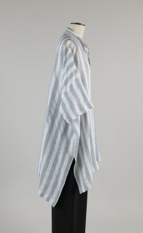 wide longer back collarless shirt - v long w/slits