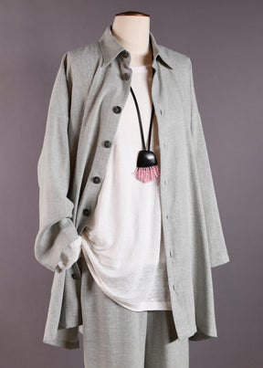wide a-line back pleat jacket w/collar - long plus