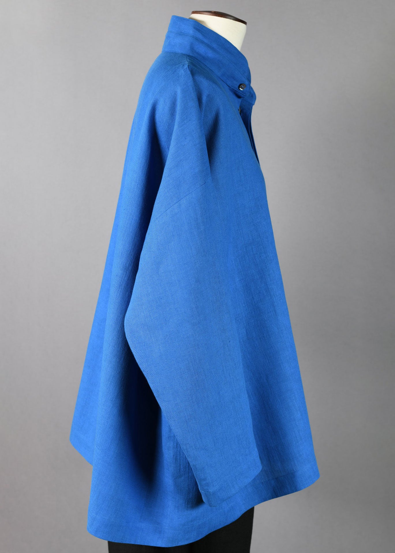 linen angled-to-front side seam shirt - w/dbl std col-lg
