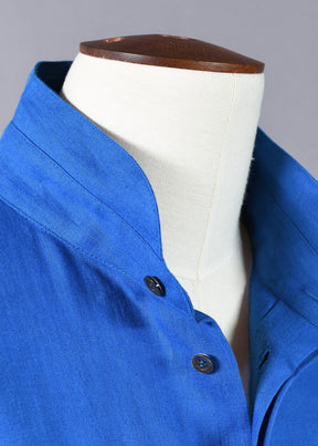 linen angled-to-front side seam shirt - w/dbl std col-lg