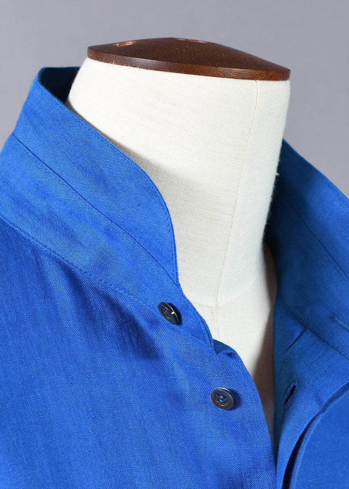 linen angled-to-front side seam shirt - w/dbl std col-lg
