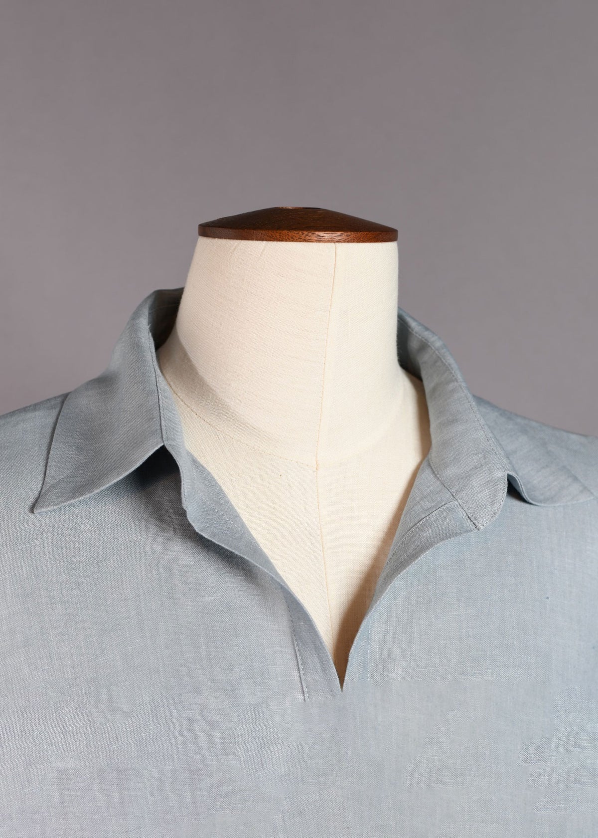 linen wide 3/4slv tunic w/col & front placket opening lg
