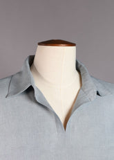 linen wide 3/4slv tunic w/col & front placket opening lg
