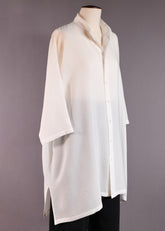 3/4 sleeve wide a-line collarless shirt-very long with slits
