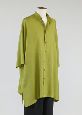 wide a-line collarless shirt-v lg w/slits 3/4 slv