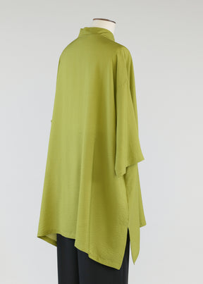 wide a-line collarless shirt-v lg w/slits 3/4 slv