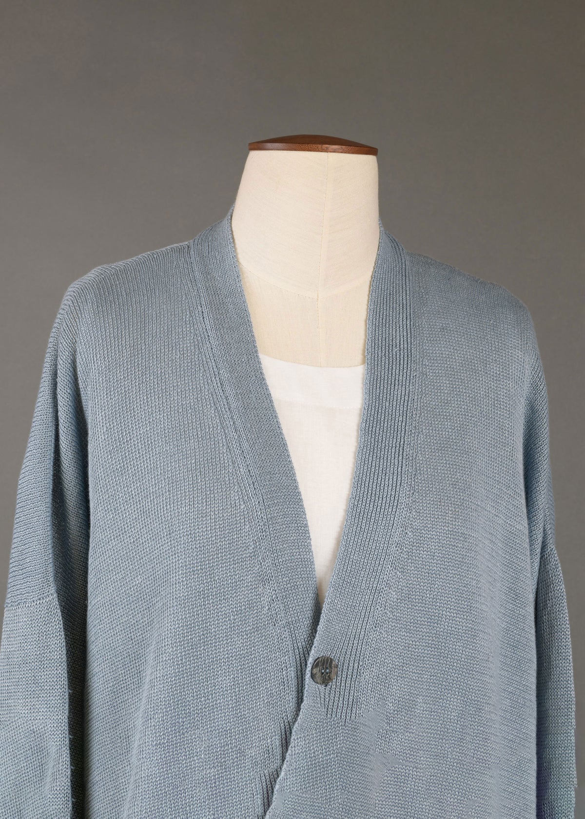 linen knitted v neck cardigan - mid
