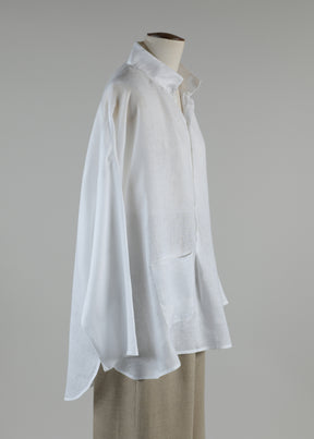 sloped shldr wide a-line pleated col smock - long