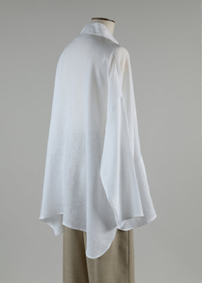 sloped shldr wide a-line pleated col smock - long