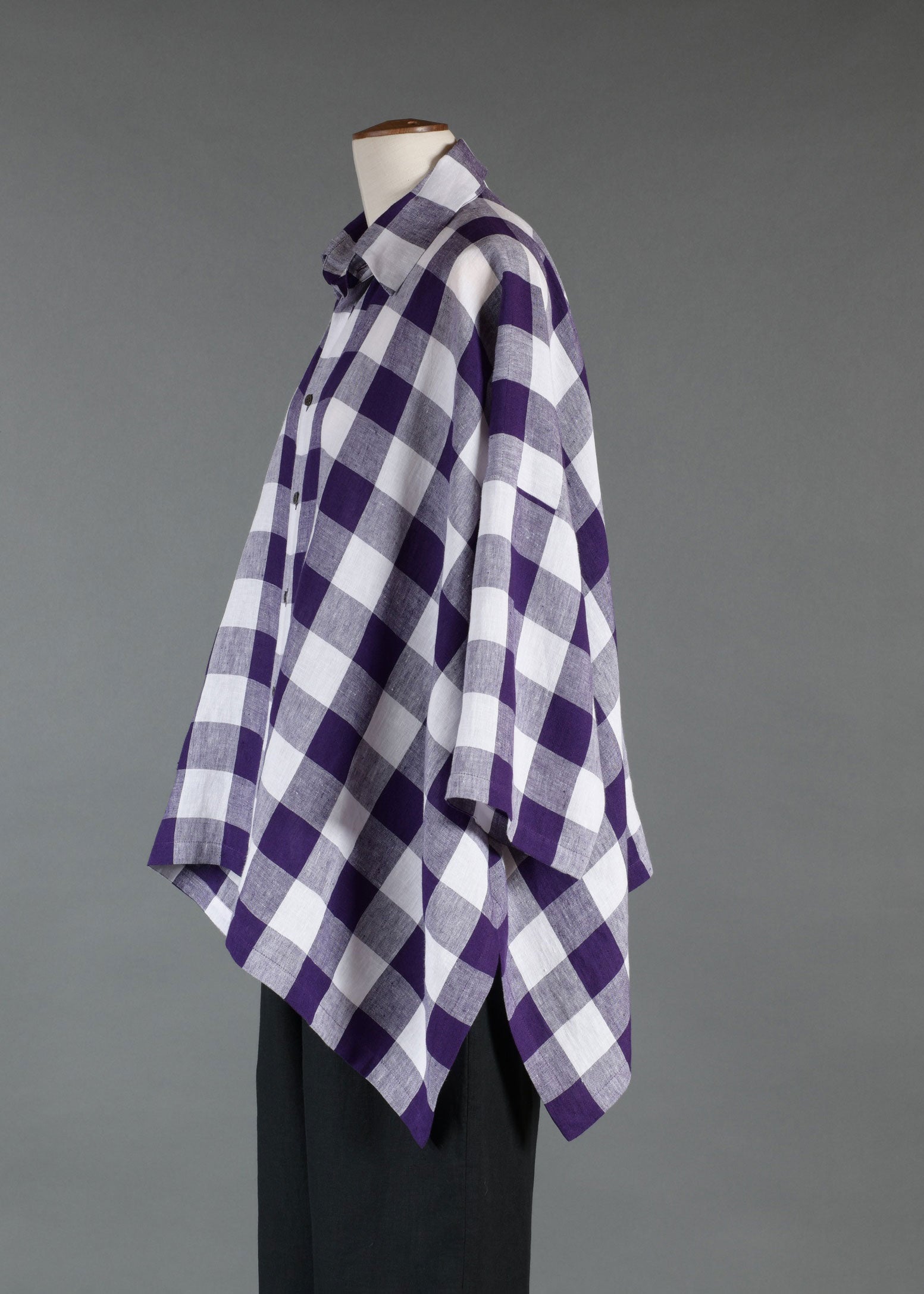 linen dps 3/4 sleeve shirt with collar - mid plus