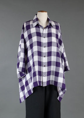 linen dps 3/4 sleeve shirt with collar - mid plus