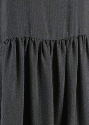 silk sleeveless round neck dress with 'pleated panels'