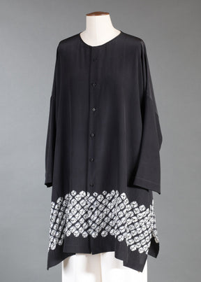 wide bound neck shirt - very long with slits