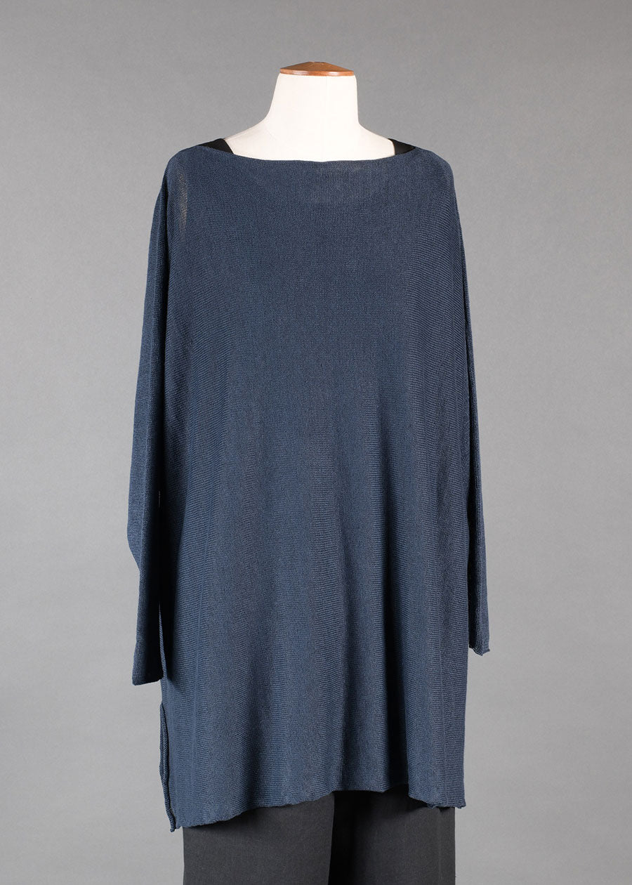 linen side ways knitted sweater - long plus with slits