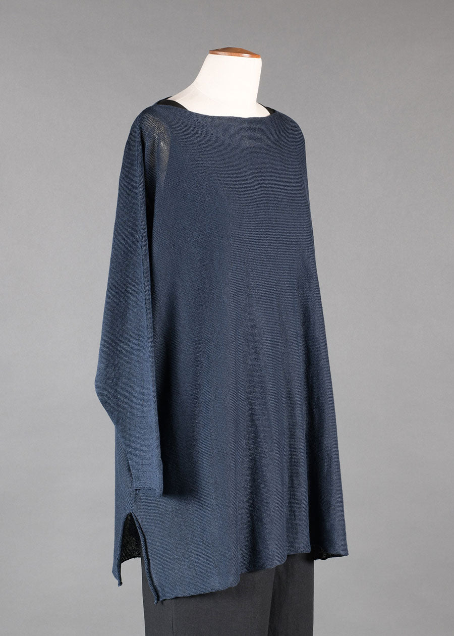 linen side ways knitted sweater - long plus with slits