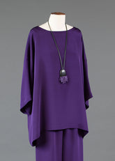 silk 3/4 sleeve bateau neck tunic - long (tincture)