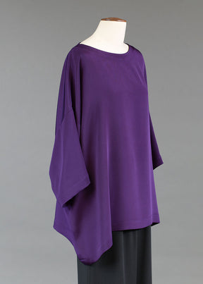 silk 3/4 sleeve bateau neck tunic - long (tincture)