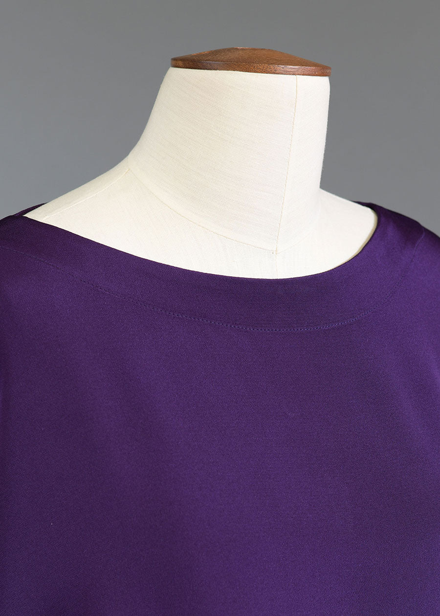 silk 3/4 sleeve bateau neck tunic - long (tincture)
