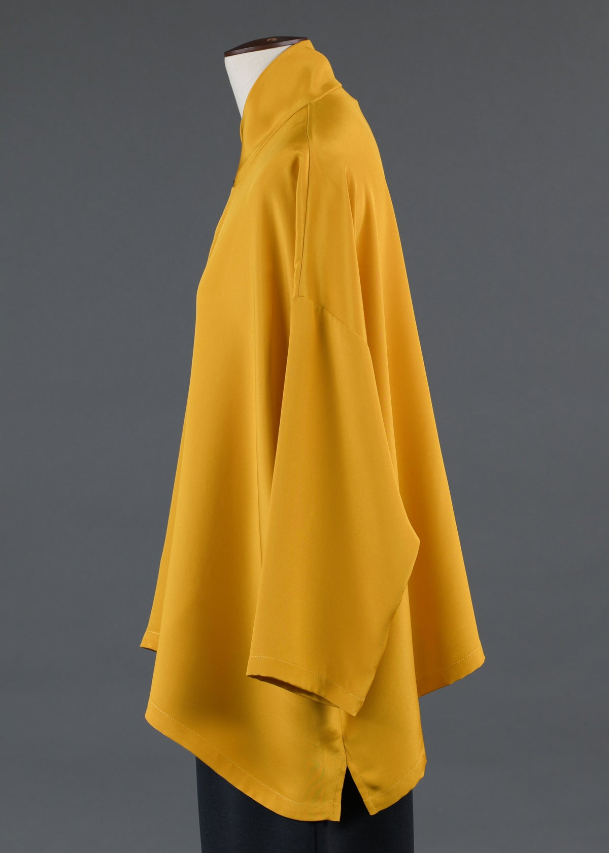 silk wide a-line shirt with chinese collar - mid plus