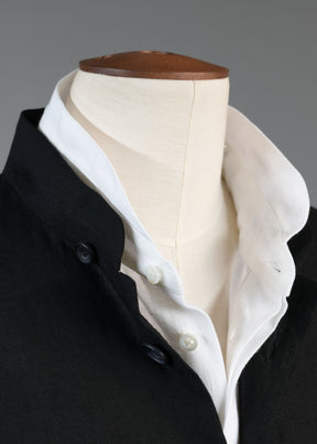 linen side panelled mandarin jacket - long in black