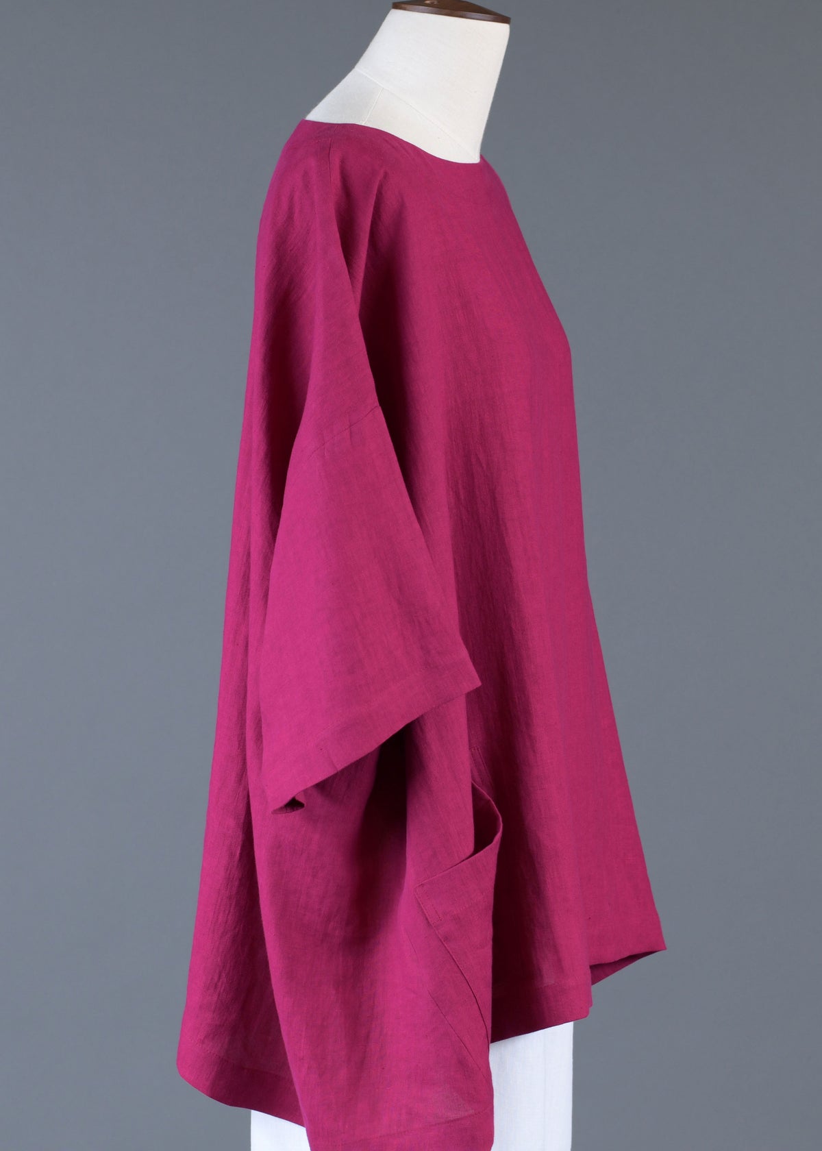 linen angle-to-front 3/4 slv scoop neck tunic - long