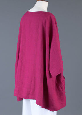 linen angle-to-front 3/4 slv scoop neck tunic - long