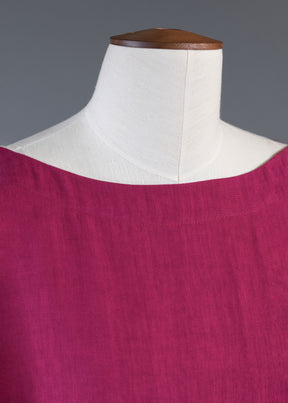 linen angle-to-front 3/4 slv scoop neck tunic - long