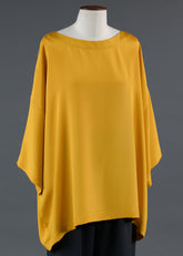 silk 3/4 sleeve bateau neck tunic - long