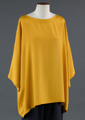 silk 3/4 sleeve bateau neck tunic - long