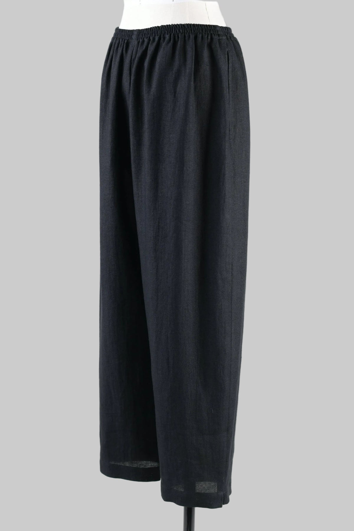 linen longer japanese trouser with ankle slits (black)