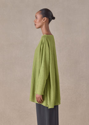 linen side ways knitted sweater - long