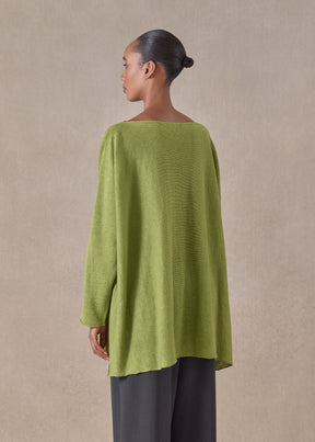 linen side ways knitted sweater - long