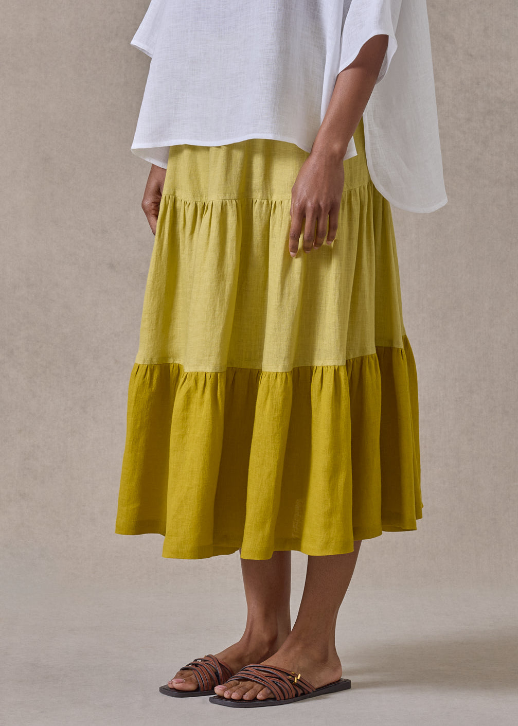 handkerchief linen two tone petticoat skirt (dijon mix)