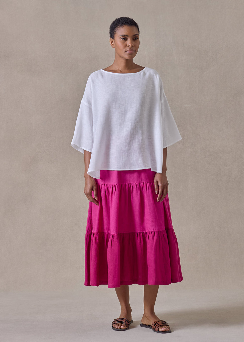 handkerchief linen two tone petticoat skirt in magenta mix (magenta mix)