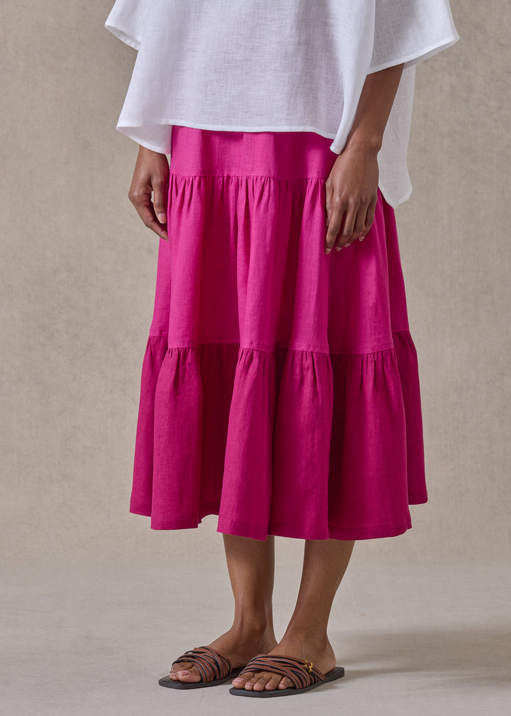 handkerchief linen two tone petticoat skirt in magenta mix (magenta mix)