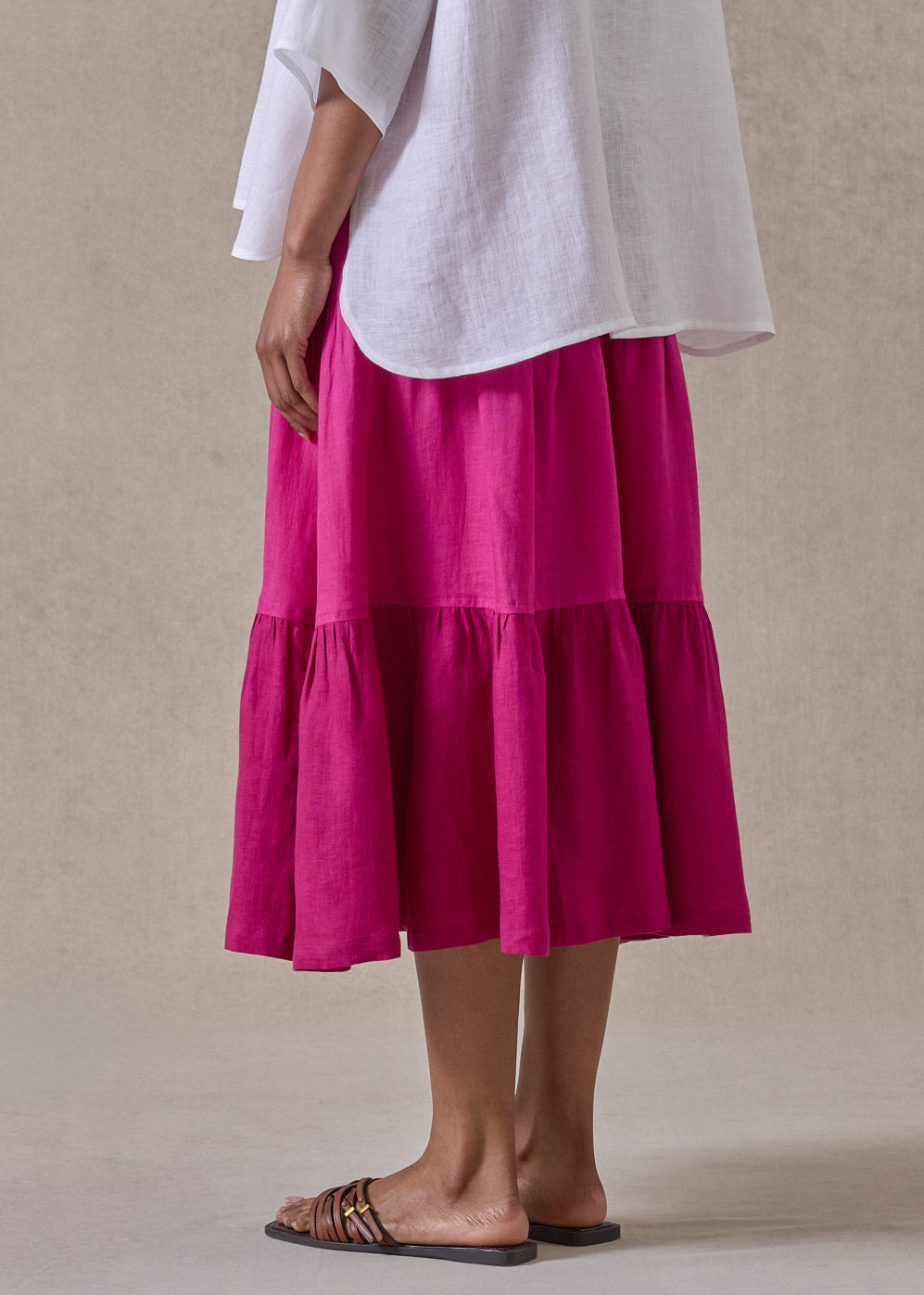 handkerchief linen two tone petticoat skirt in magenta mix (magenta mix)