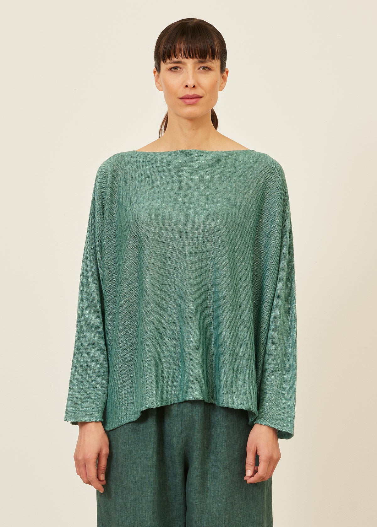 linen sideways knitted sweater - mid