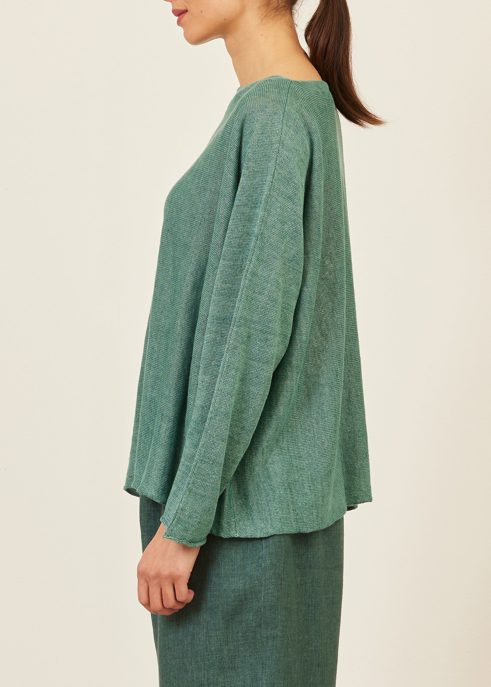 linen sideways knitted sweater - mid