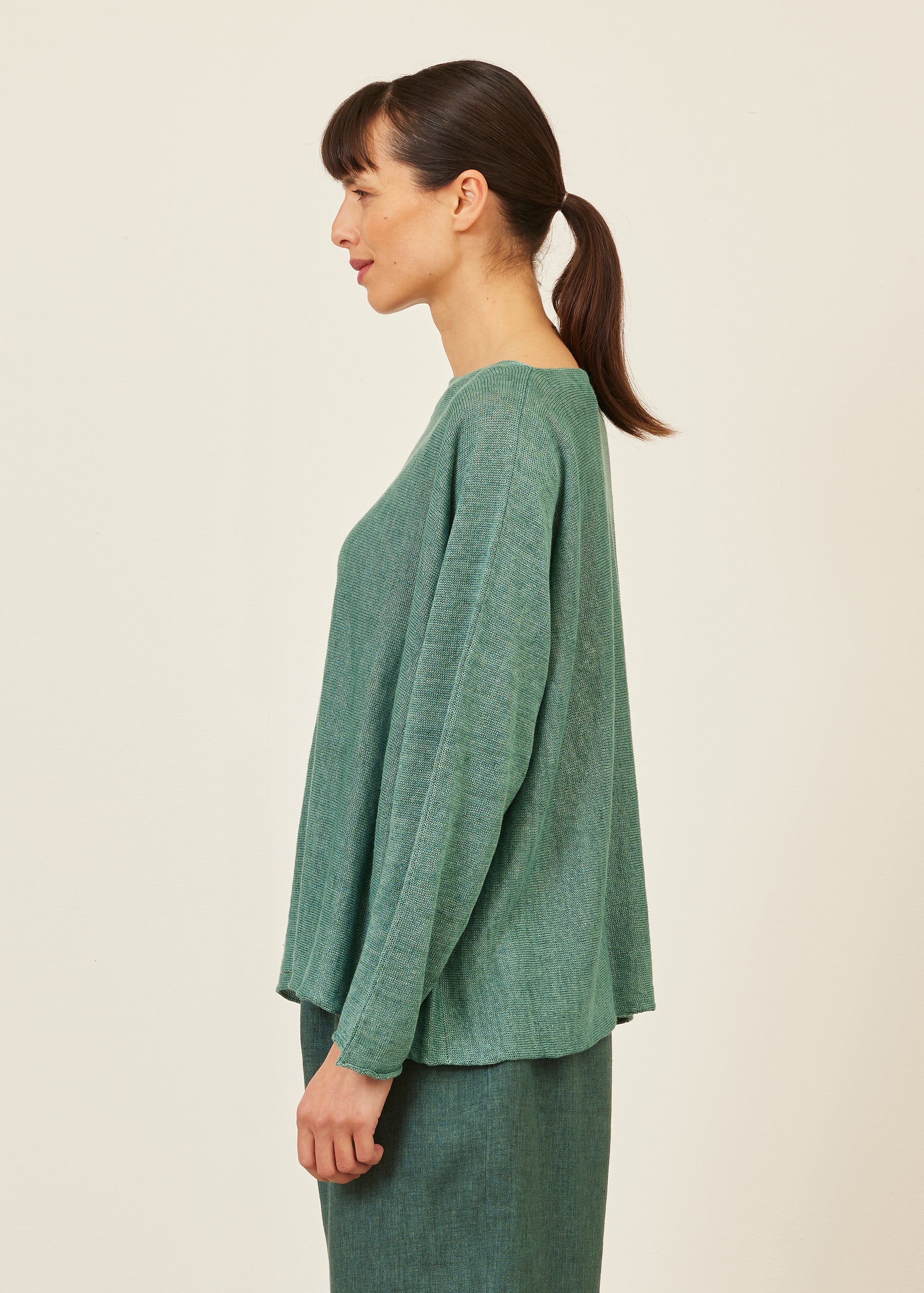 linen sideways knitted sweater - mid
